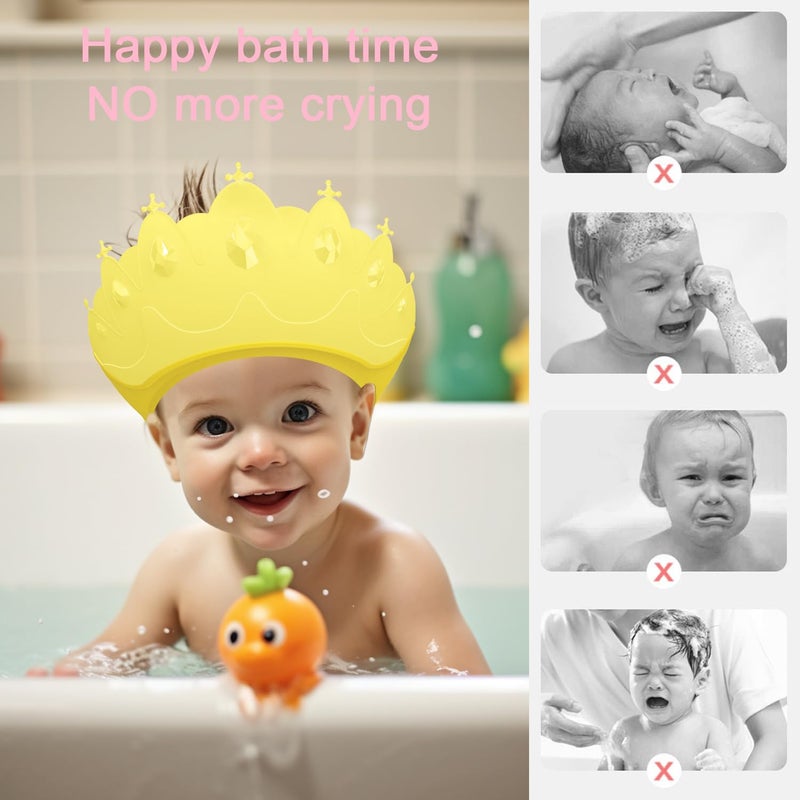 TinyGuardian Baby Shower Cap Shield, Baby bath set shower cap, Visor Hat for Eye and Ear Protection for 0-9 Years Old Children,Cute Crown Shape Makes the Baby Bath More Fun (Yellow) - Image 5